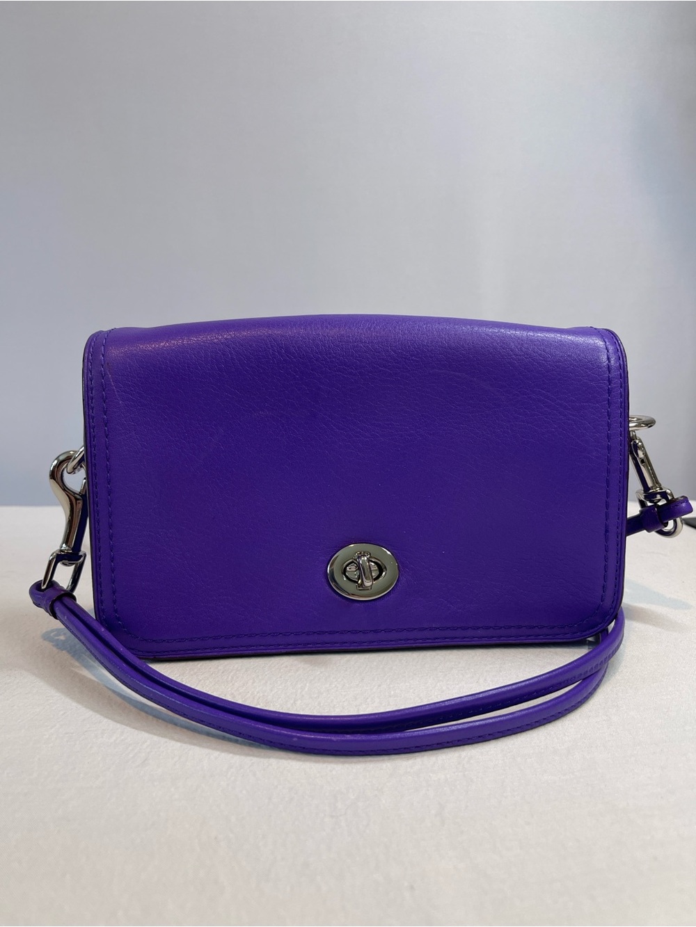 Coach G1269-19914 Legacy Penny Purple Leather Crossbody Bag Turnlock
